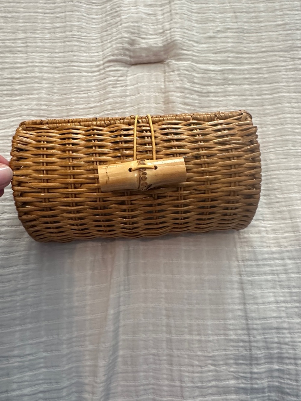Lilly Pulitzer Woven Rattan Clutch in Natural Tan